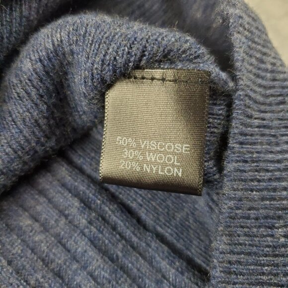 NEELY XS Sweater Blue Ribbed Cold Shoulder Wool viscose blend Long sleeve‎ - Picture 4 of 5